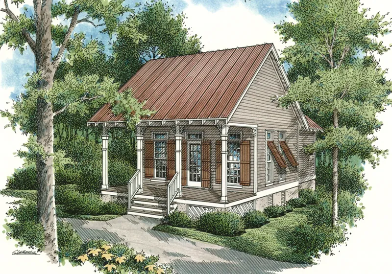 Rustic Country Style Cabin With Porch