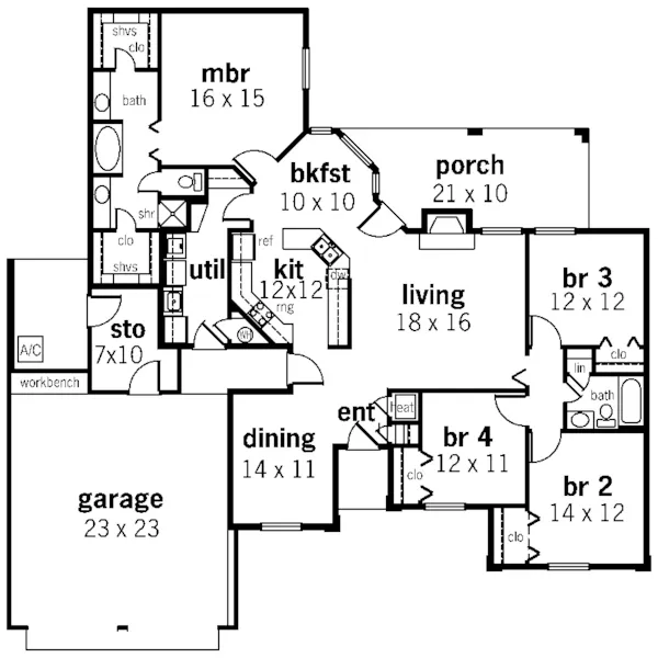 Tudor House Plan First Floor - Westheimer Traditional Home 020D-0335 - Shop House Plans and More