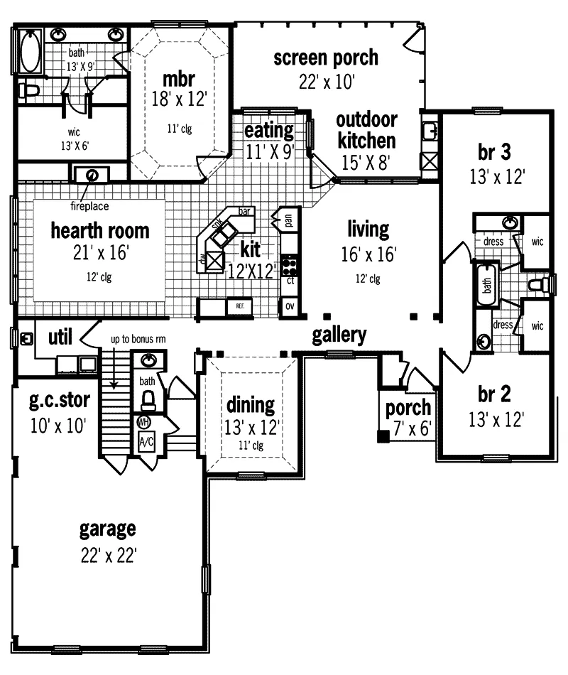 Traditional House Plan First Floor - Portsburg European Style Home 020D-0338 - Shop House Plans and More