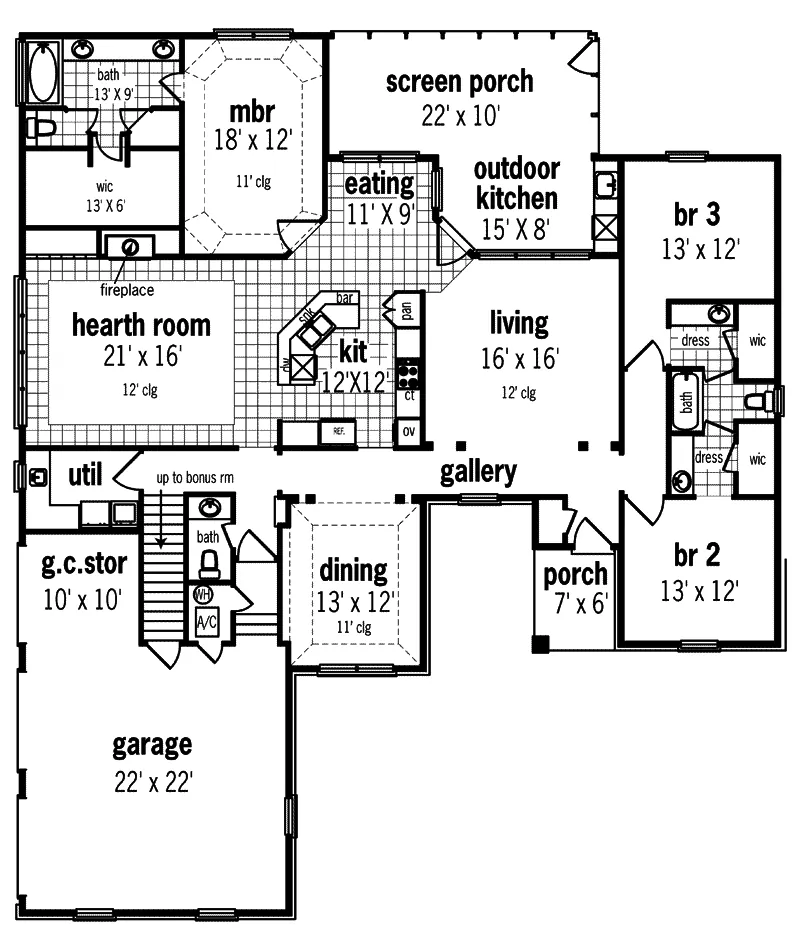 Waterfront House Plan First Floor - Rockingham European Home 020D-0339 - Shop House Plans and More