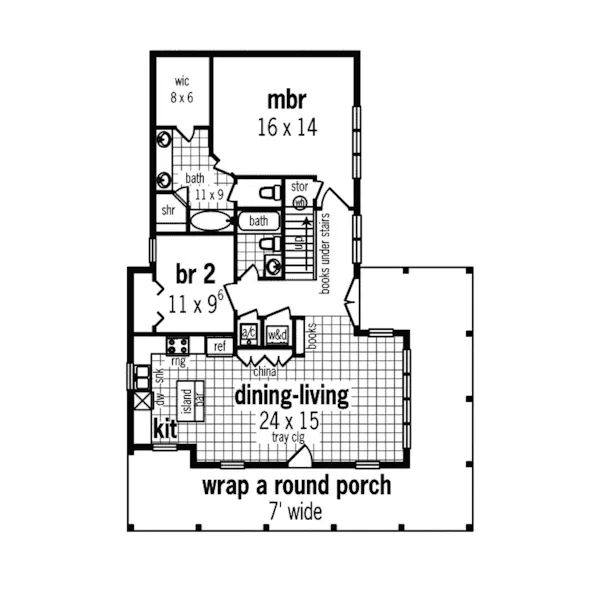 Country House Plan First Floor - Janesfield Southern Home 020D-0340 - Search House Plans and More