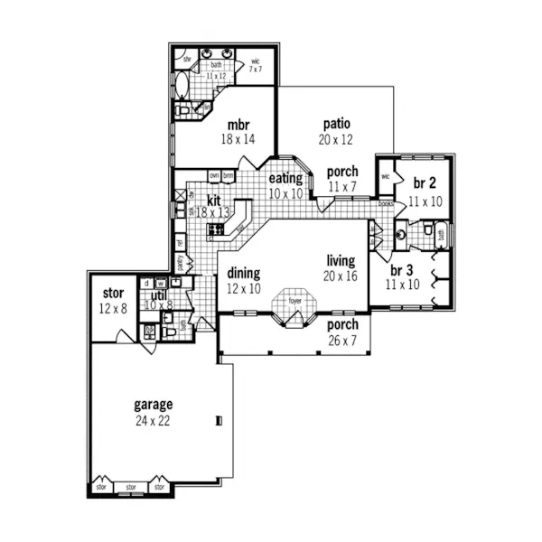 Country House Plan First Floor - Ivanhoe Rustic Home 020D-0341 - Search House Plans and More