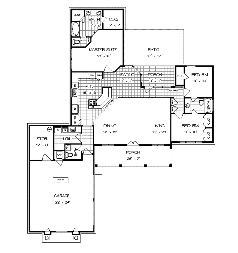 Traditional House Plan First Floor - Laredo Point Southern Home 020D-0342 - Shop House Plans and More