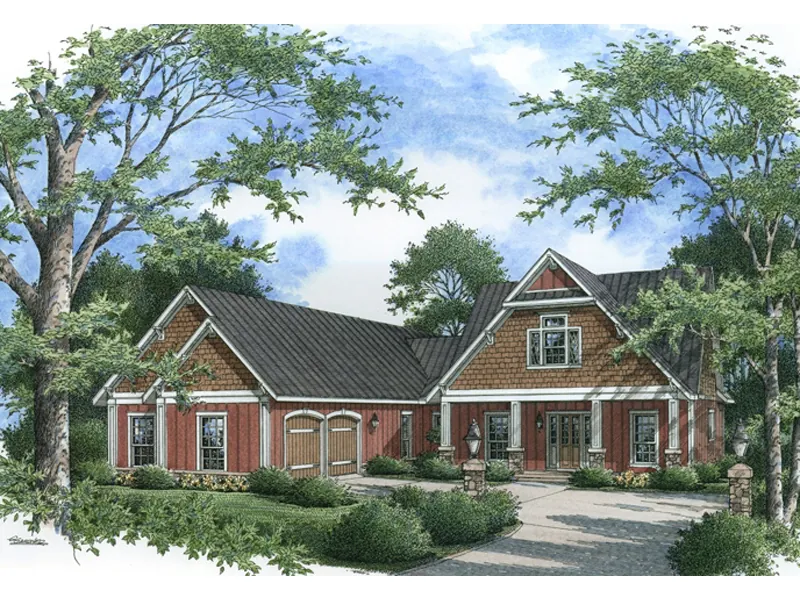 Ranch House Plan Front of Home - Kalinda Creek Craftsman Home 020D-0343 - Search House Plans and More
