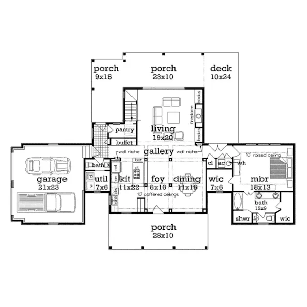 Country House Plan First Floor - Layton Country Craftsman Home 020D-0344 - Shop House Plans and More