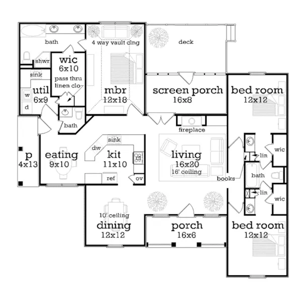 Cape Cod & New England House Plan First Floor - Dyson Southern Home 020D-0345 - Search House Plans and More