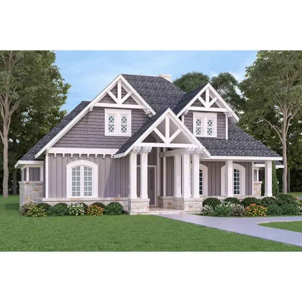 Arts & Crafts House Plan Front of Home - Bambury Tudor Craftsman Home 020D-0346 - Search House Plans and More