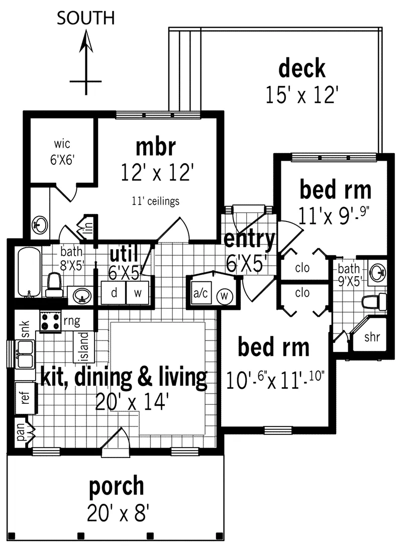 First Floor - Rutherford House Cottage 020D-0349 - Shop House Plans and More