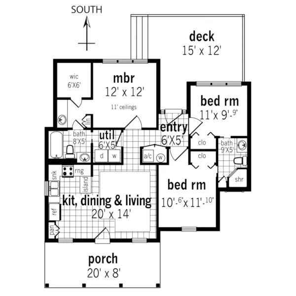 First Floor - Rutherford House Cottage 020D-0349 - Shop House Plans and More