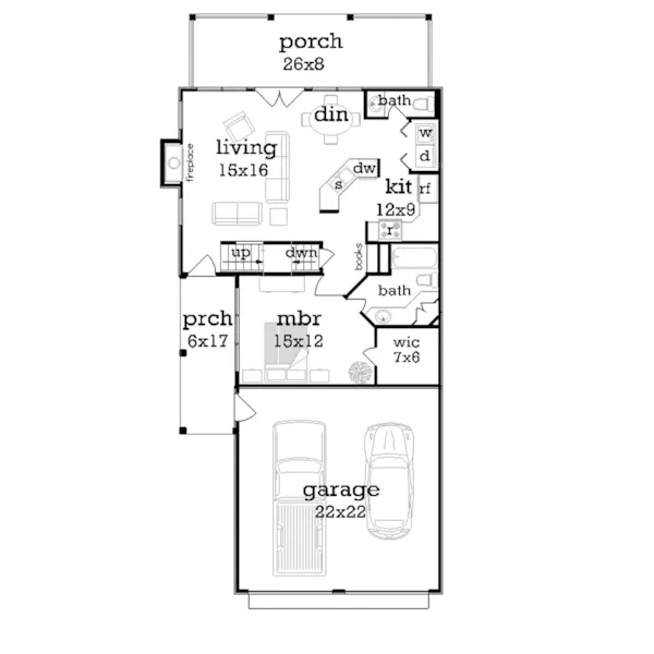 Ranch House Plan First Floor - Simeon Tudor Home 020D-0350 - Shop House Plans and More