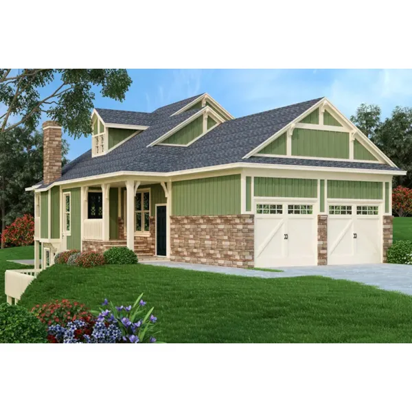 Ranch House Plan Front of Home - Simeon Tudor Home 020D-0350 - Shop House Plans and More