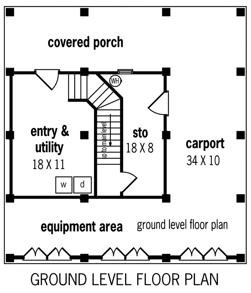 Lower Level Floor - Regatta Landing Beach Home 020D-0355 - Shop House Plans and More