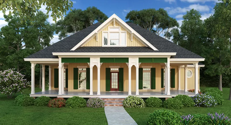 Craftsman House Plan Front of Home - Lantern Lake Country Home 020D-0358 - Shop House Plans and More