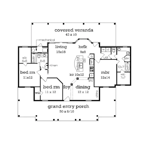 Southern House Plan Optional Basement - Lantern Lake Country Home 020D-0358 - Shop House Plans and More