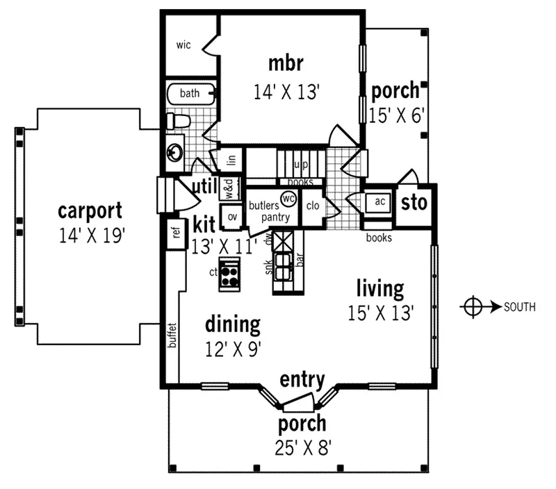 Traditional House Plan First Floor - Jefferson Bay Traditional Home 020D-0359 - Search House Plans and More