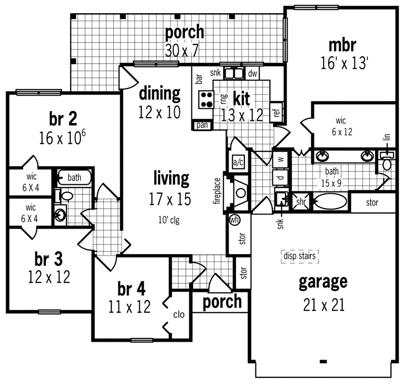 Country French House Plan First Floor - Beacon Hills European Home 020D-0361 - Search House Plans and More
