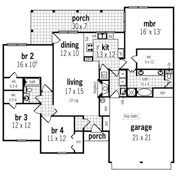 Country French House Plan First Floor - Beacon Hills European Home 020D-0361 - Search House Plans and More