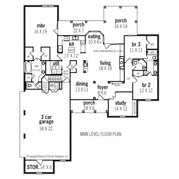 Ranch House Plan First Floor - Prince George Traditional Home 020D-0367 - Shop House Plans and More