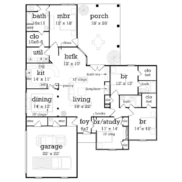 European House Plan First Floor - Shadow Lane European Home 020D-0369 - Shop House Plans and More