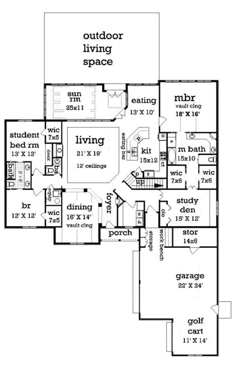 Shingle House Plan First Floor - Lanton Traditional Home 020D-0374 - Shop House Plans and More