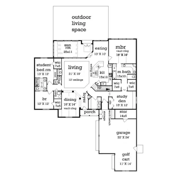 European House Plan First Floor - Lanton Traditional Home 020D-0374 - Shop House Plans and More