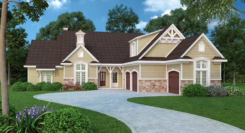 Florida House Plan Front of Home - Lanton Traditional Home 020D-0374 - Shop House Plans and More