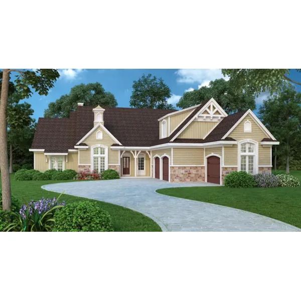 European House Plan Front of Home - Lanton Traditional Home 020D-0374 - Shop House Plans and More