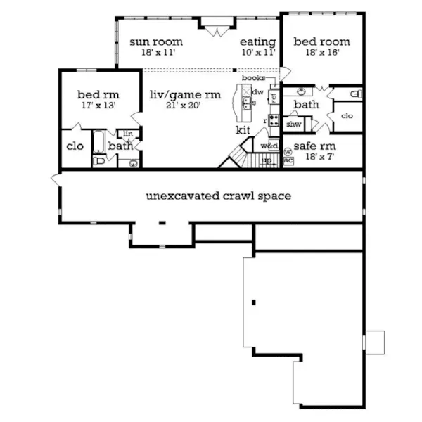 European House Plan Optional Lower Level - Lanton Traditional Home 020D-0374 - Shop House Plans and More