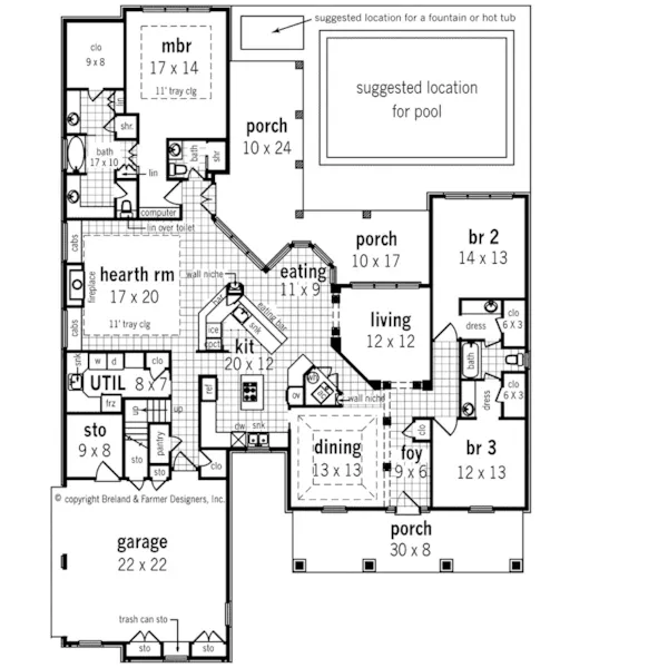 First Floor - Windmill Acres Craftsman Home 020D-0375 - Shop House Plans and More