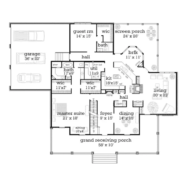 First Floor - Sommers Spring Southern Home 020D-0377 - Shop House Plans and More