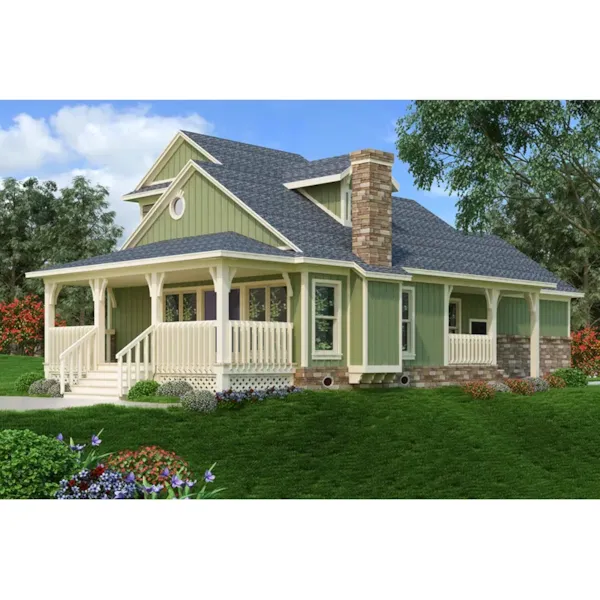 Cabin & Cottage House Plan Rear Photo 01 - Layton Creek Cottage Home 020D-0384 - Shop House Plans and More