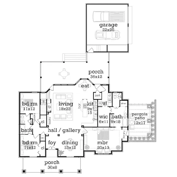 Craftsman House Plan First Floor - Evans Lane Craftsman Home 020D-0385 - Search House Plans and More