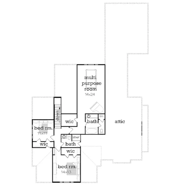 Craftsman House Plan Second Floor - Evans Lane Craftsman Home 020D-0385 - Search House Plans and More