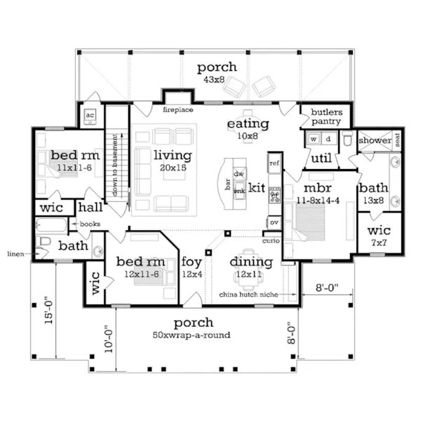 Country House Plan First Floor - Belmont Lane Modern Farmhouse 020D-0386 - Search House Plans and More