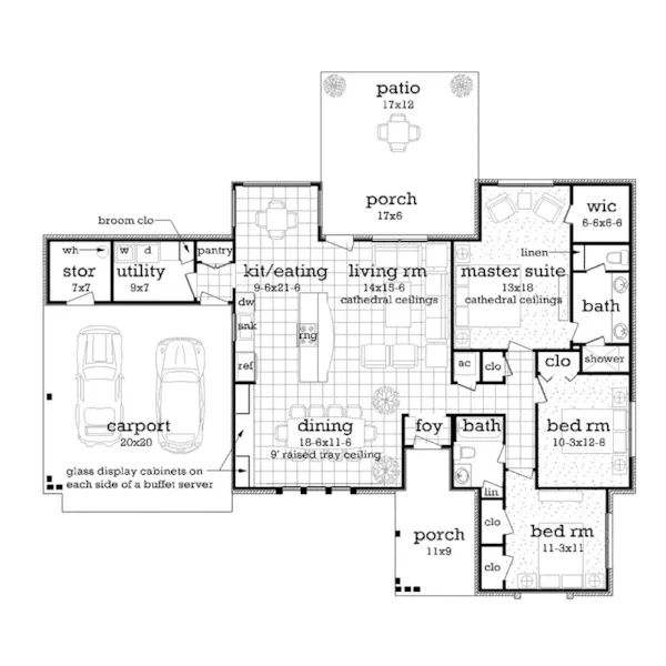 First Floor - Gladys Ranch Home 020D-0387 - Shop House Plans and More