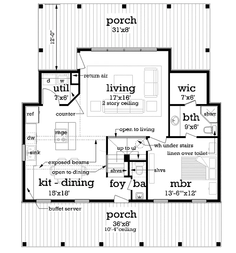 Florida House Plan First Floor - Driscoll Path Southern Cottage 020D-0392 - Search House Plans and More
