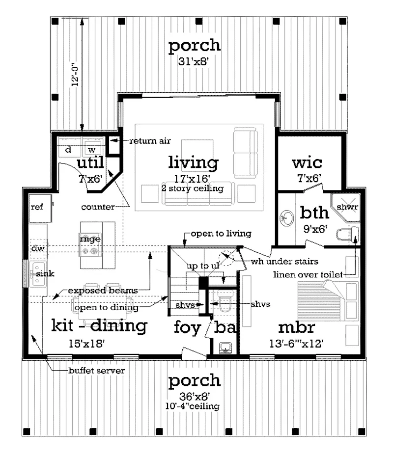 Southern House Plan First Floor - Fruitdale Southern Home 020D-0393 - Search House Plans and More