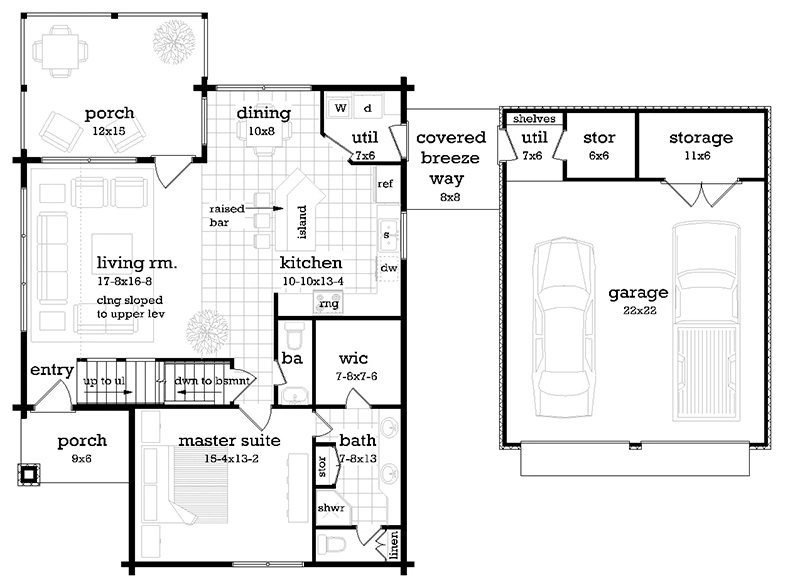 Log House Plan First Floor - 020D-0409 | House Plans and More