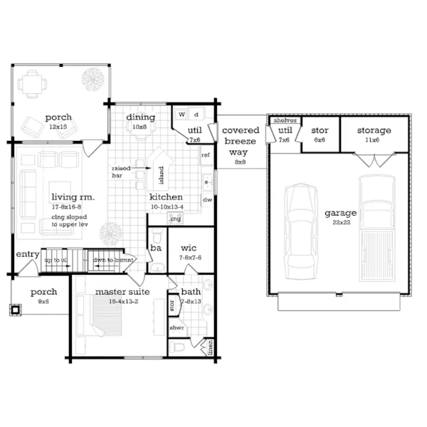 Log House Plan First Floor - 020D-0409 | House Plans and More