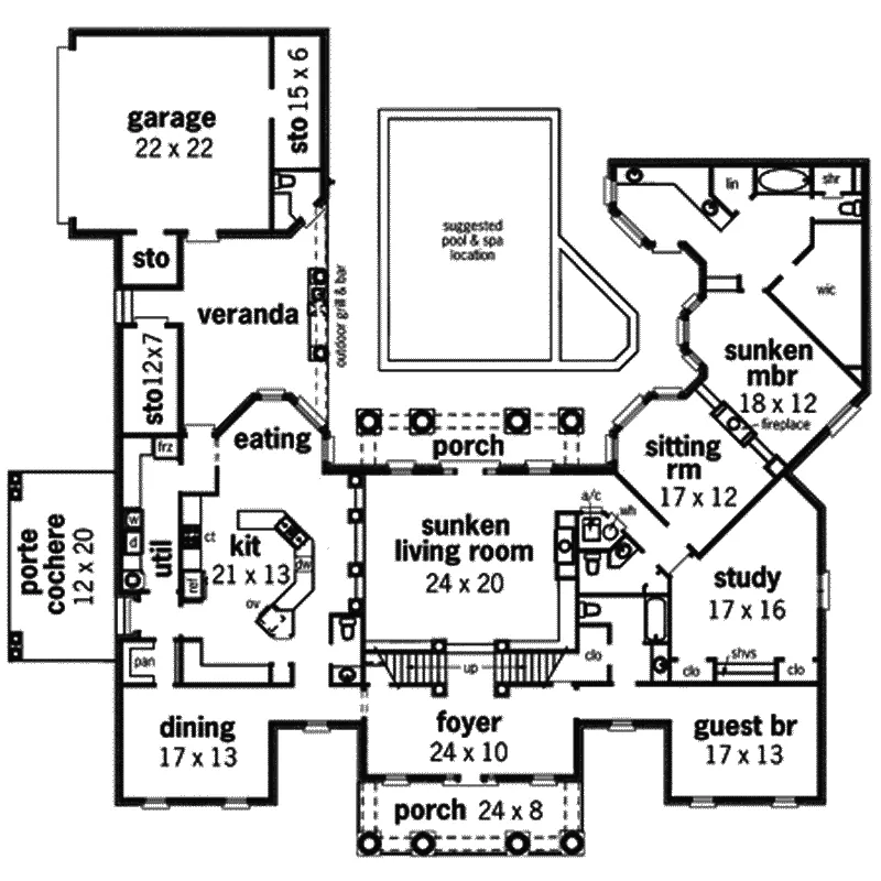 Southern House Plan First Floor - Keatington Southern Home 020S-0001 - Search House Plans and More