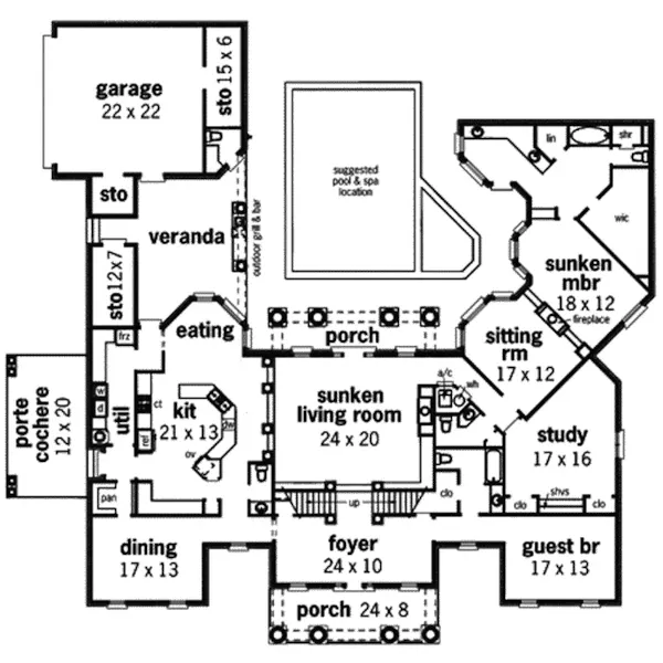 Southern House Plan First Floor - Keatington Southern Home 020S-0001 - Search House Plans and More