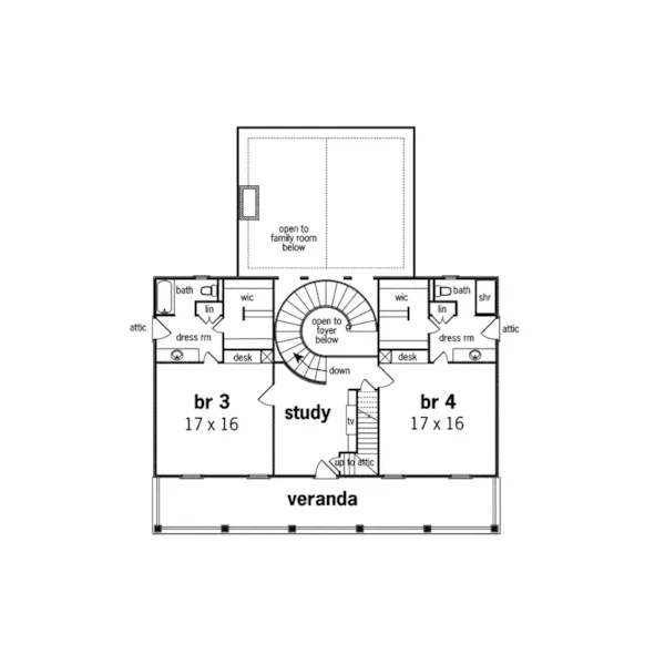 Greek Revival House Plan Second Floor - Le Claire Georgian Home 020S-0002 - Shop House Plans and More