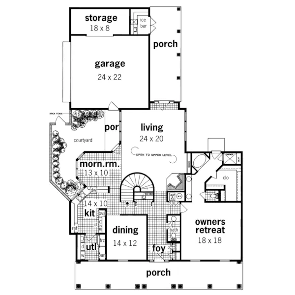 Traditional House Plan First Floor - Windermere Colonial Home 020S-0007 - Shop House Plans and More