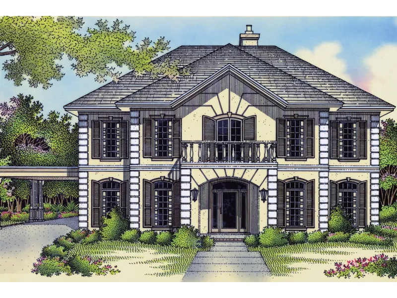 Georgian Style Influences This Stucco Two-Story Home