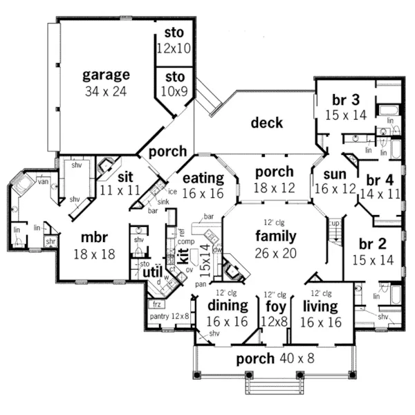 Colonial House Plan First Floor - Watts Place Luxury Home 020S-0017 - Shop House Plans and More