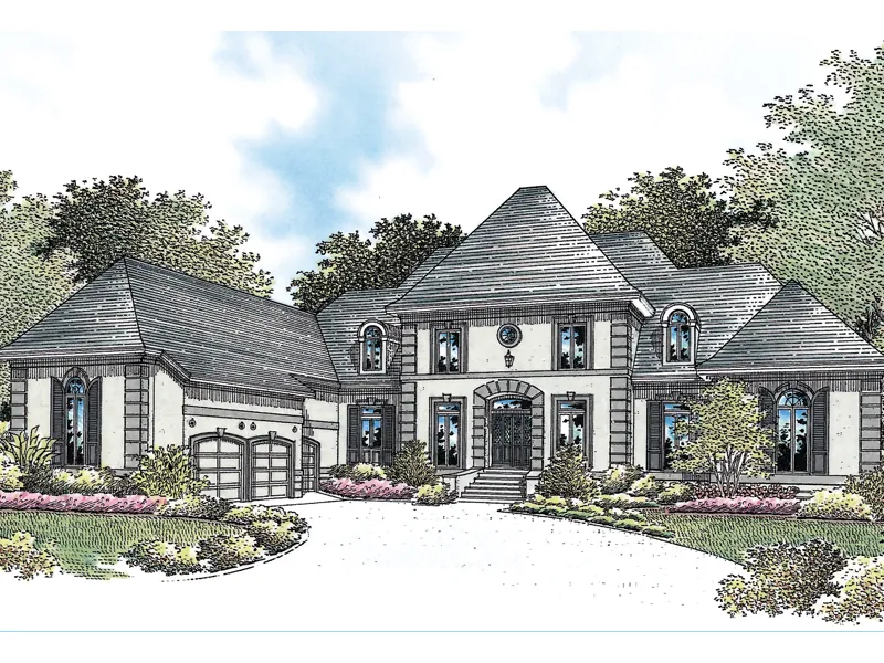 Greek Revival House Plan Front of Home - Honeyhill Luxury European Home 020S-0019 - Search House Plans and More