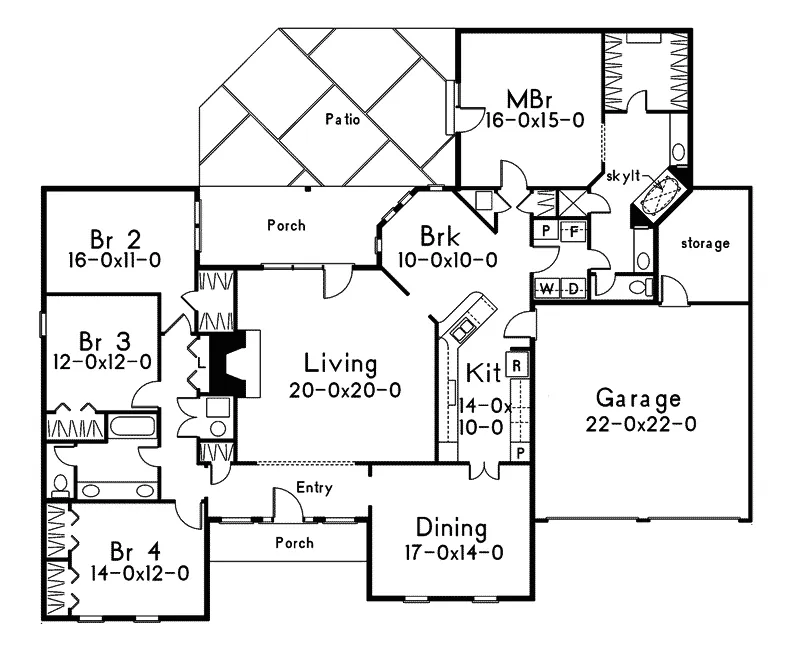 Florida House Plan First Floor - Jamieson Ranch Home 021D-0001 - Search House Plans and More