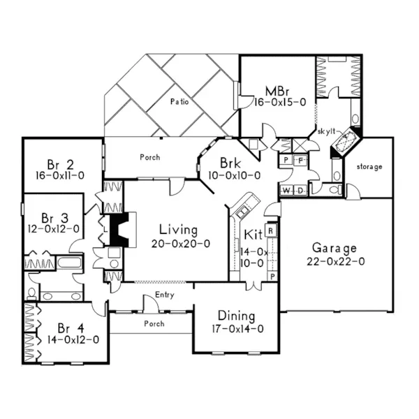 Florida House Plan First Floor - Jamieson Ranch Home 021D-0001 - Search House Plans and More