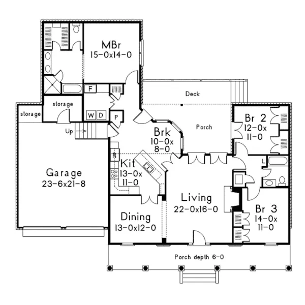 Southern House Plan First Floor - Collison Southern Craftsman Home 021D-0004 - Search House Plans and More