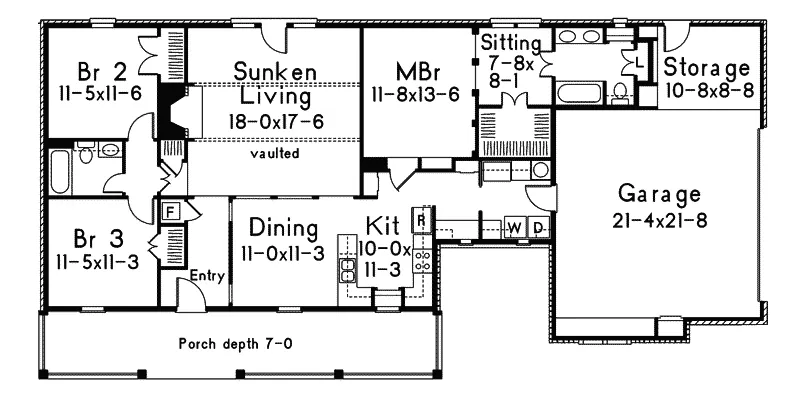 Country House Plan First Floor - Stonehurst Country Ranch Home 021D-0006 - Shop House Plans and More